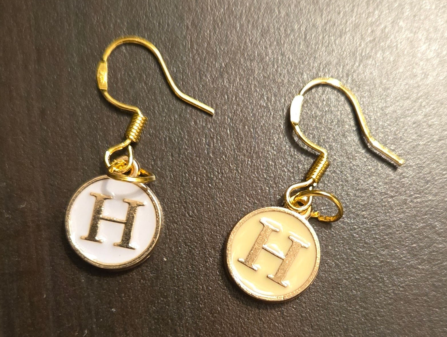 Letter H Gold Tone Pierced Earrings